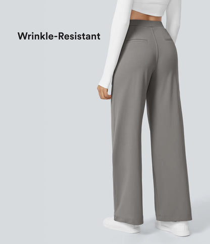 High Waisted Pocket Straight Leg Work Pants