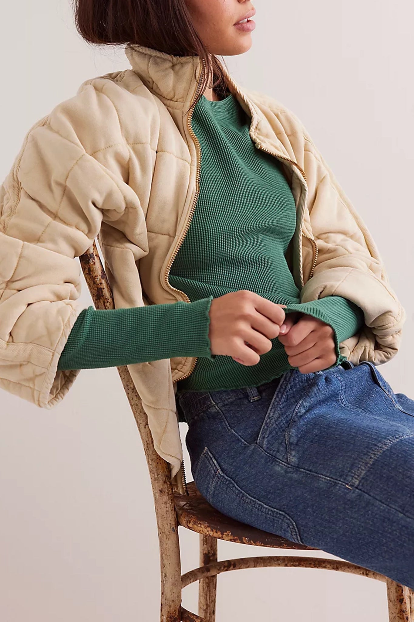 Cropped Ribbed Crew Neck Top