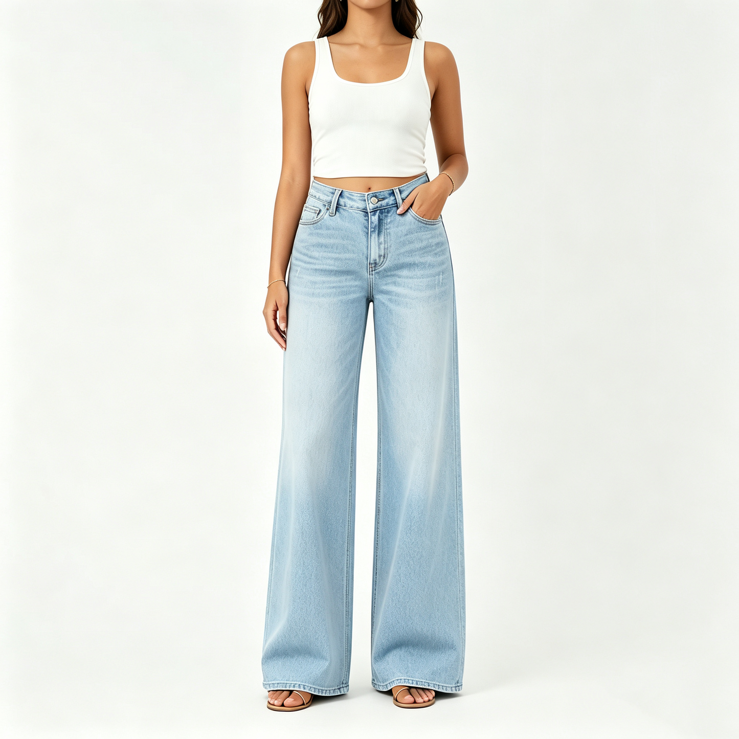 🔥 HOT SALE! High Rise Baggy Jeans 👖 Comfy Stretch Wide Leg Style