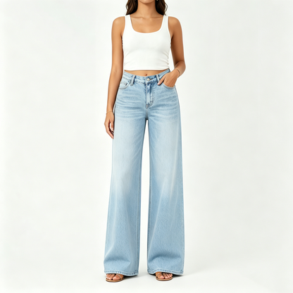 🔥 HOT SALE! High Rise Baggy Jeans 👖 Comfy Stretch Wide Leg Style