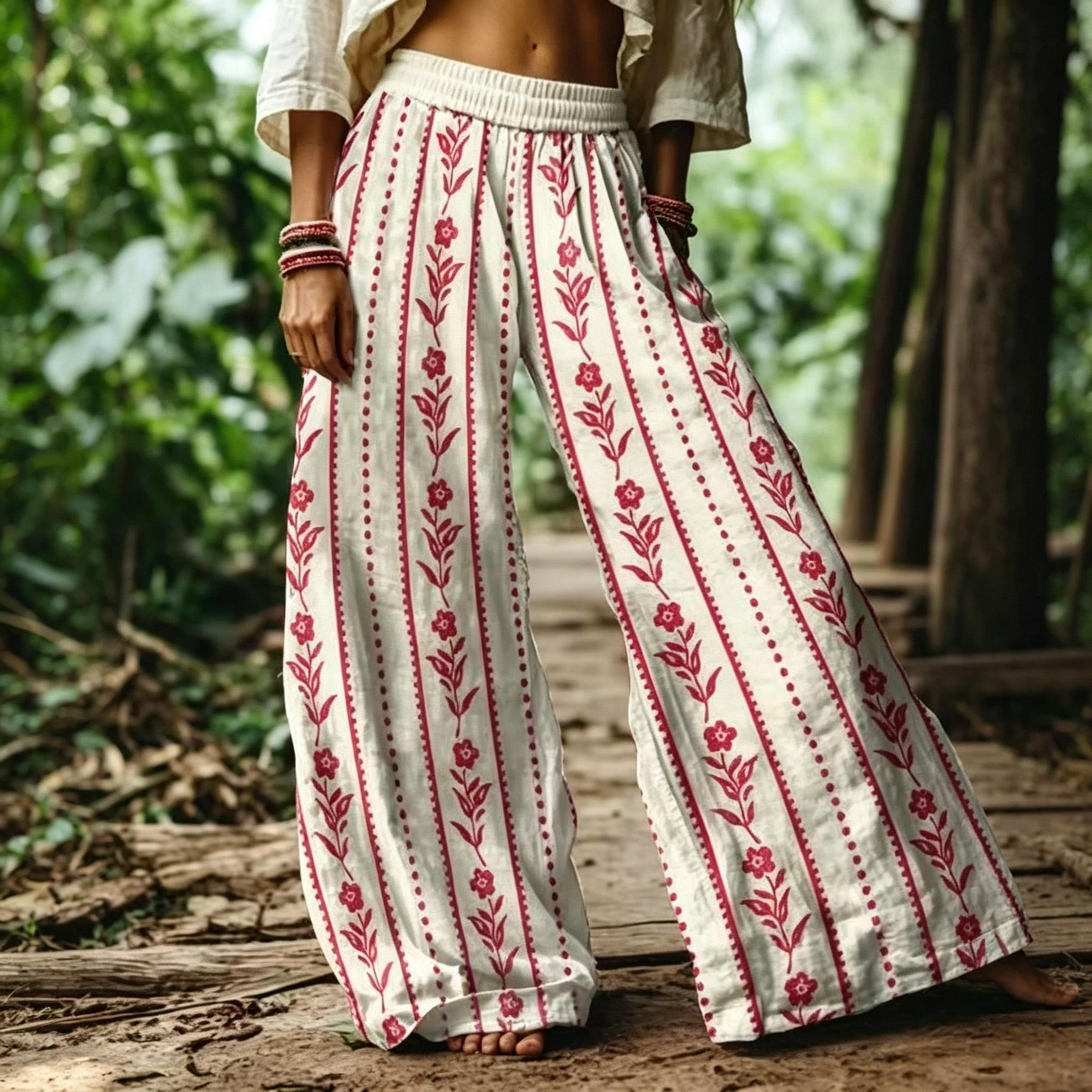 🔥 LAST DAY SALE! Women’s Boho Floral Wide Leg Pants 🌸