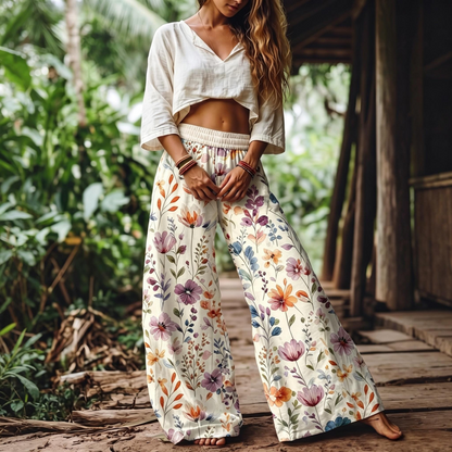 🔥 LAST DAY SALE! Women’s Boho Floral Wide Leg Pants 🌸