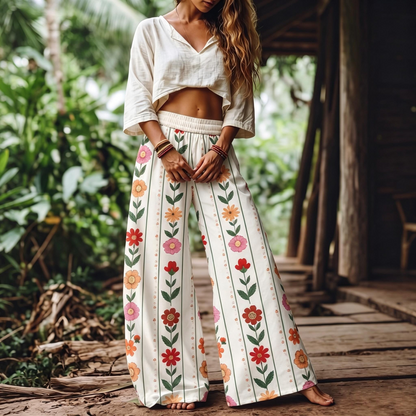 🔥 LAST DAY SALE! Women’s Boho Floral Wide Leg Pants 🌸