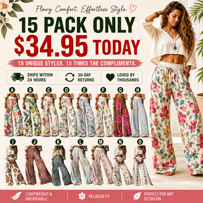 🔥 LAST DAY SALE! Women’s Boho Floral Wide Leg Pants 🌸