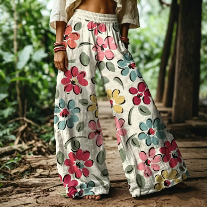 🔥 LAST DAY SALE! Women’s Boho Floral Wide Leg Pants 🌸