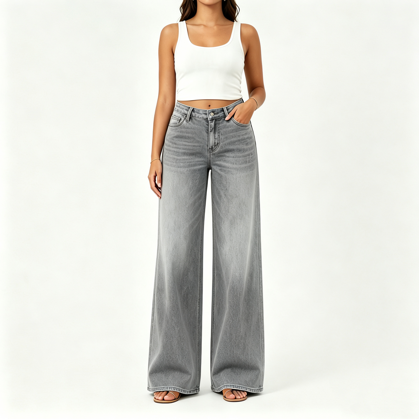 🔥 HOT SALE! High Rise Baggy Jeans 👖 Comfy Stretch Wide Leg Style