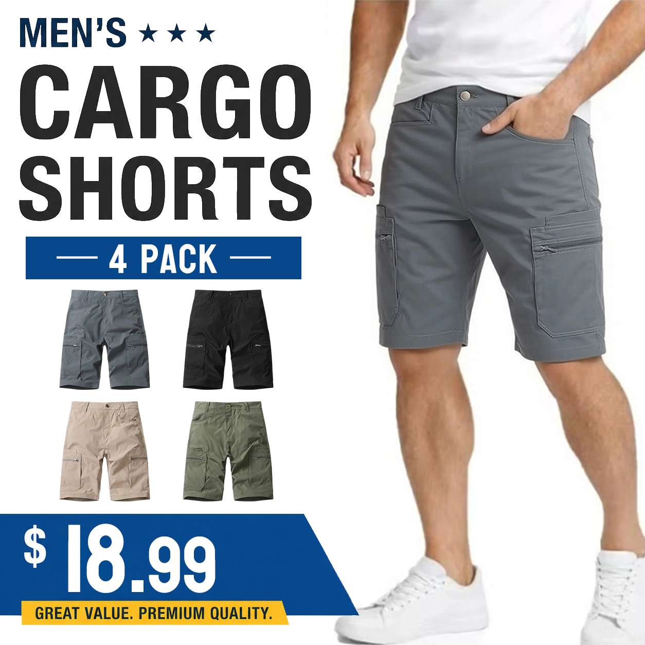 🔥 Men’s Multi-Pocket Cargo Shorts 🩳 Casual Outdoor Work Shorts