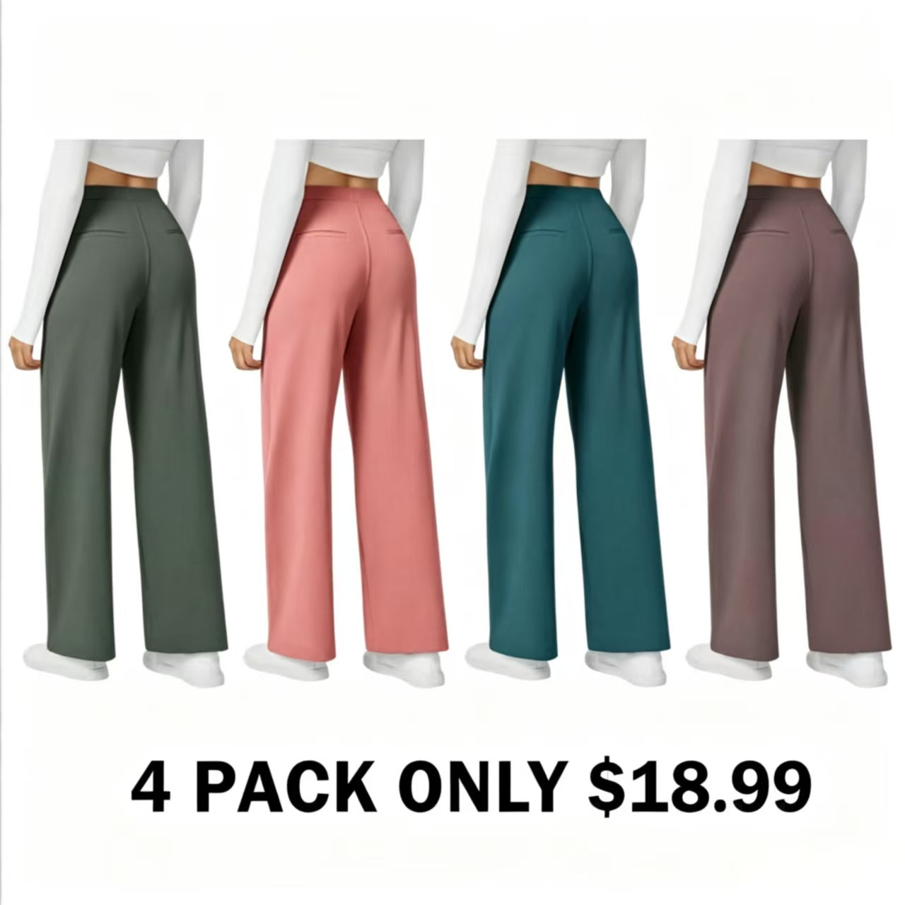 High Waisted Pocket Straight Leg Work Pants