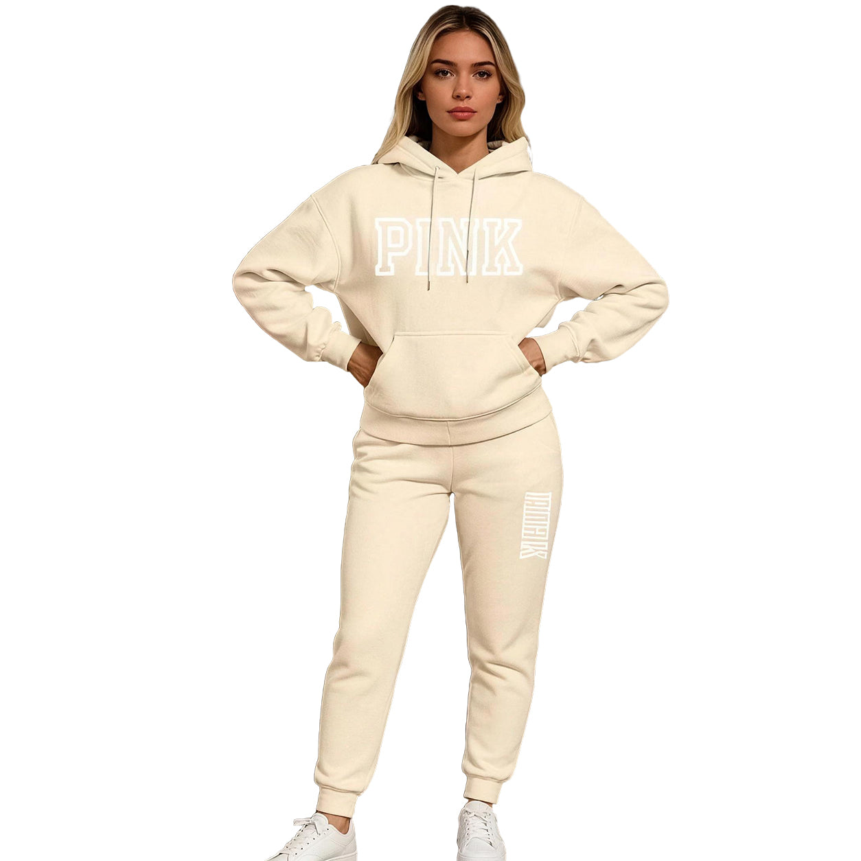 Women's Casual Printed Hoodie & Drawstring Jogger Pants Set