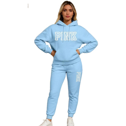Women's Casual Printed Hoodie & Drawstring Jogger Pants Set