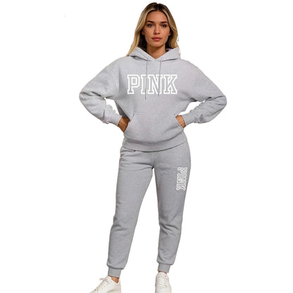 Women's Casual Printed Hoodie & Drawstring Jogger Pants Set