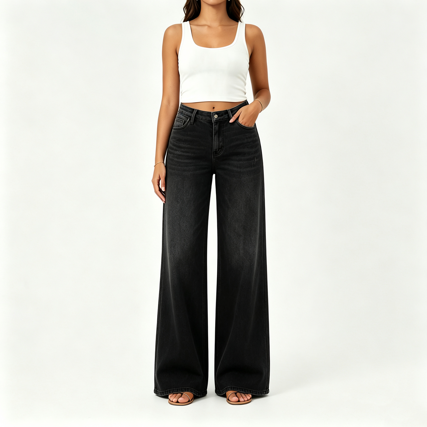 🔥 HOT SALE! High Rise Baggy Jeans 👖 Comfy Stretch Wide Leg Style