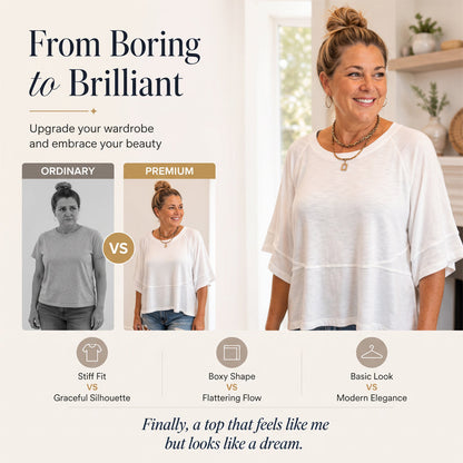 ✨2026 HOT SALE 💃🌸Women's Solid Color Splicing Loose Five Points Flare Sleeve T-Shirt
