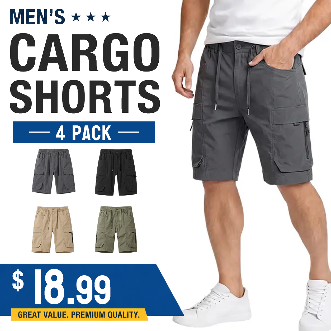 🔥 Men’s Multi-Pocket Cargo Shorts 🩳 Casual Outdoor Work Shorts