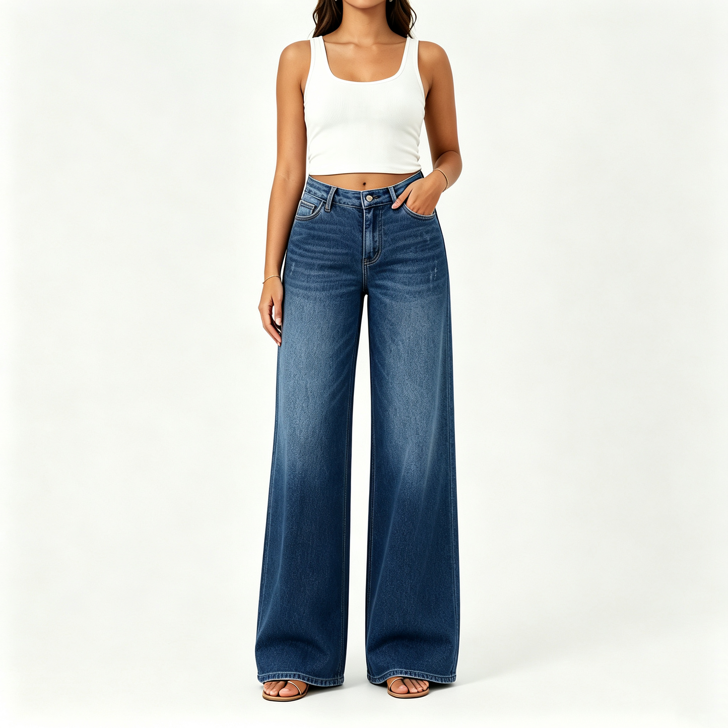 🔥 HOT SALE! High Rise Baggy Jeans 👖 Comfy Stretch Wide Leg Style