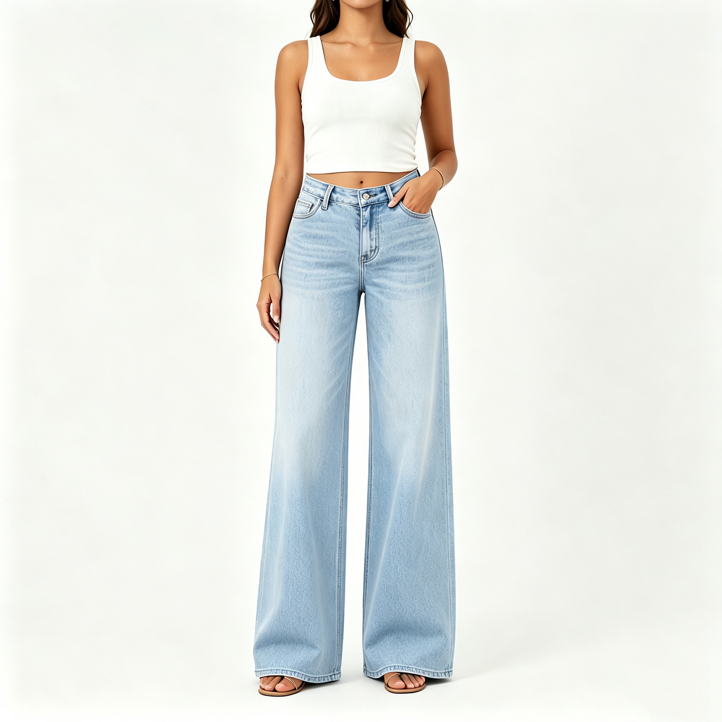 🔥 HOT SALE! High Rise Baggy Jeans 👖 Comfy Stretch Wide Leg Style