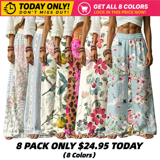 🔥 LAST DAY SALE! Women’s Boho Floral Wide Leg Pants 🌸