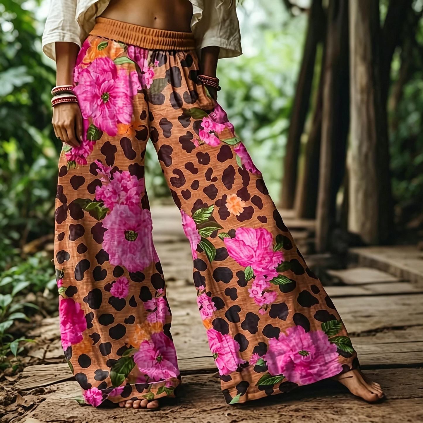 🔥 LAST DAY SALE! Women’s Boho Floral Wide Leg Pants 🌸