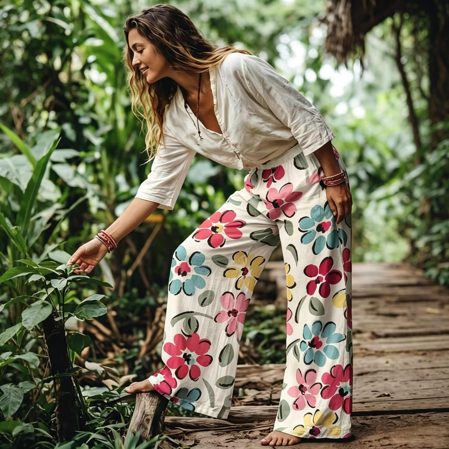 🔥 LAST DAY SALE! Women’s Boho Floral Wide Leg Pants 🌸