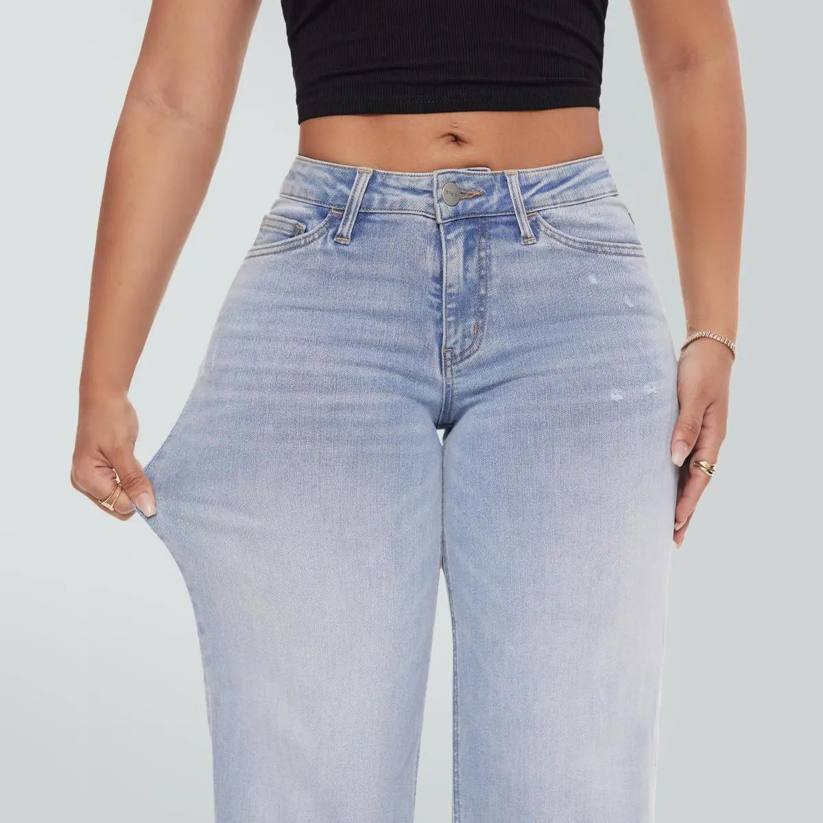 🔥 HOT SALE! High Rise Baggy Jeans 👖 Comfy Stretch Wide Leg Style