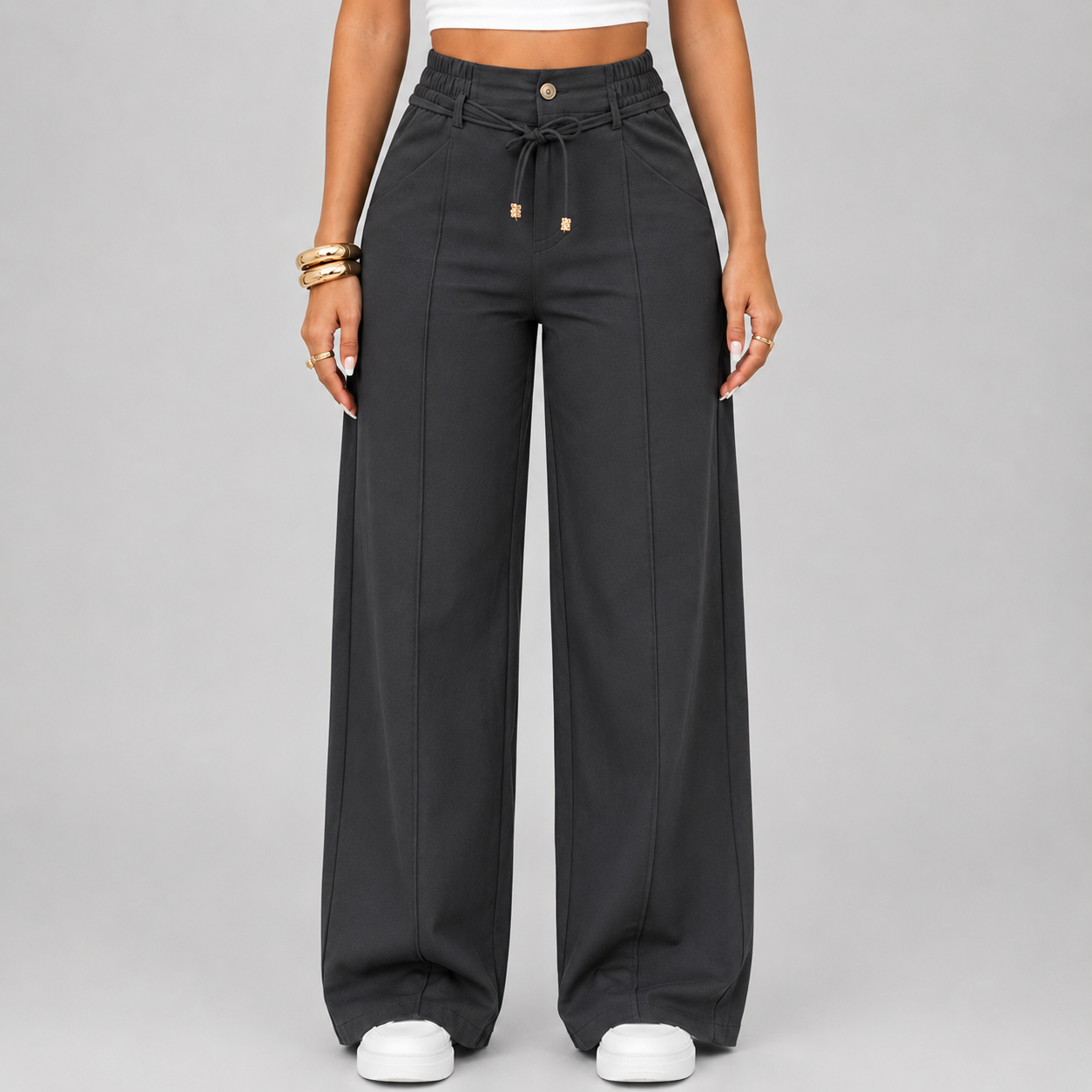 ⚡New Summer Drawstring High Waist Wide Leg Pants
