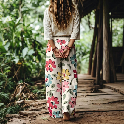 🔥 LAST DAY SALE! Women’s Boho Floral Wide Leg Pants 🌸