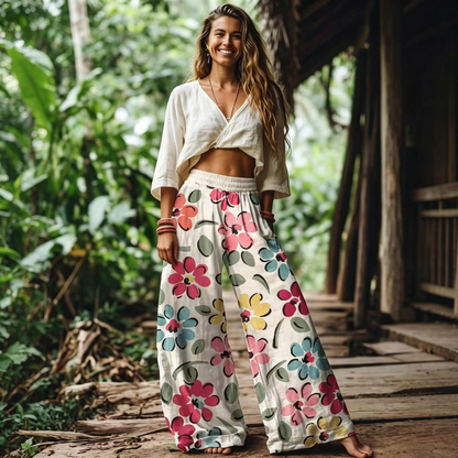🔥 LAST DAY SALE! Women’s Boho Floral Wide Leg Pants 🌸