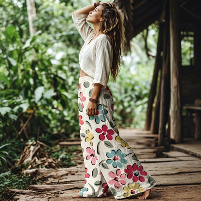🔥 LAST DAY SALE! Women’s Boho Floral Wide Leg Pants 🌸